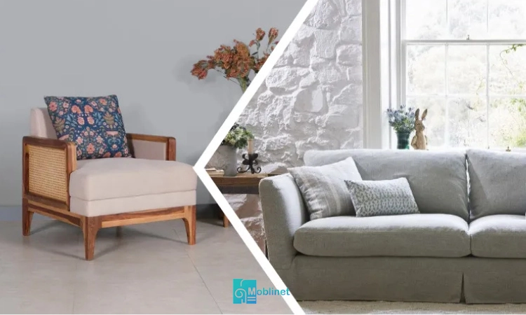 تصویر یک کاناپه در مقابل مبل